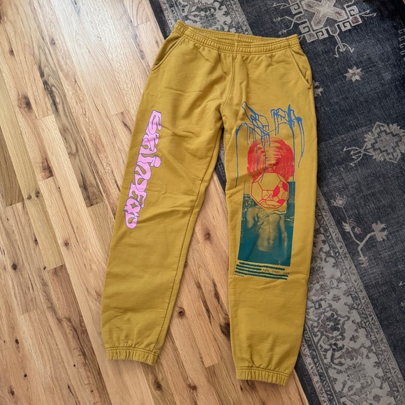 Brain Dead Men's Clean Love Yellow Graphic Sweatpants Medium - Picture 1 of 11